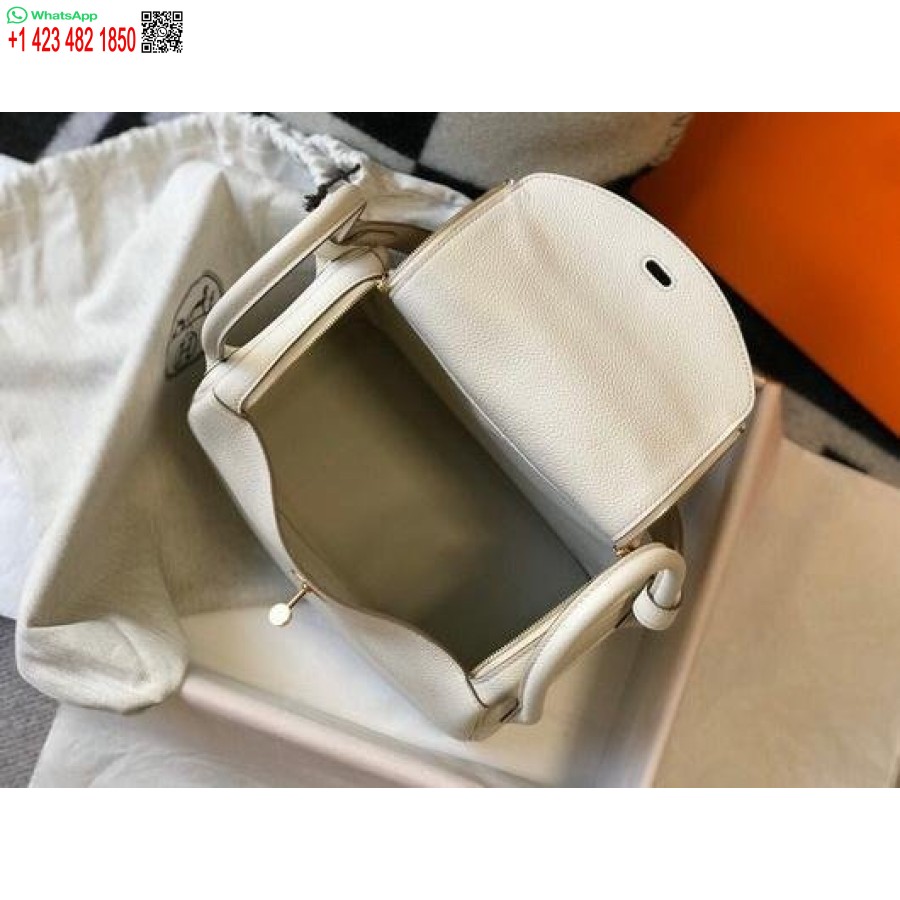 Replika Hermes Lindy 26 Cm Dizajnová Kabelka Cez Rameno Z Bieleho Zlata