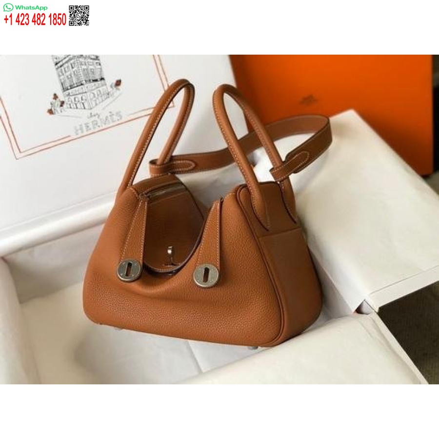 Replica Hermes Lindy 26cm Designer Axelväskor Tan