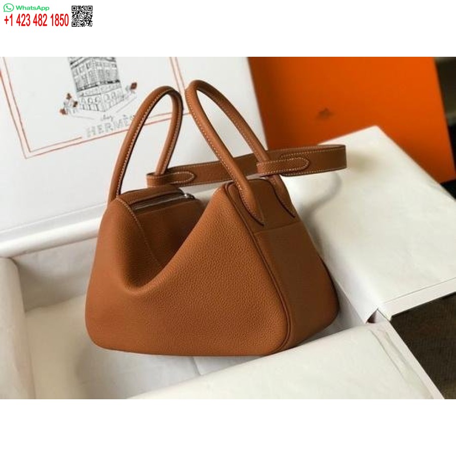Replica Hermes Lindy 26cm Designer Axelväskor Tan