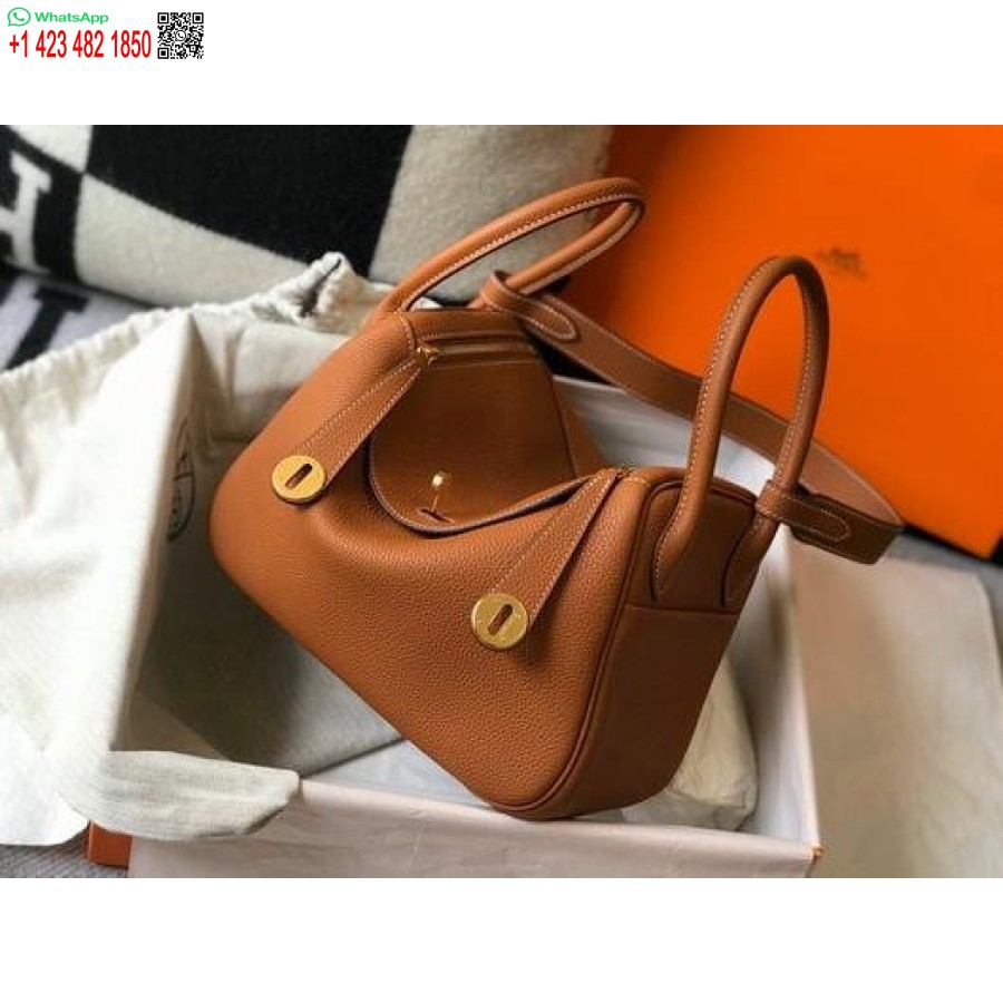 Replica Hermes Lindy 26cm Designer Axelväskor Tan