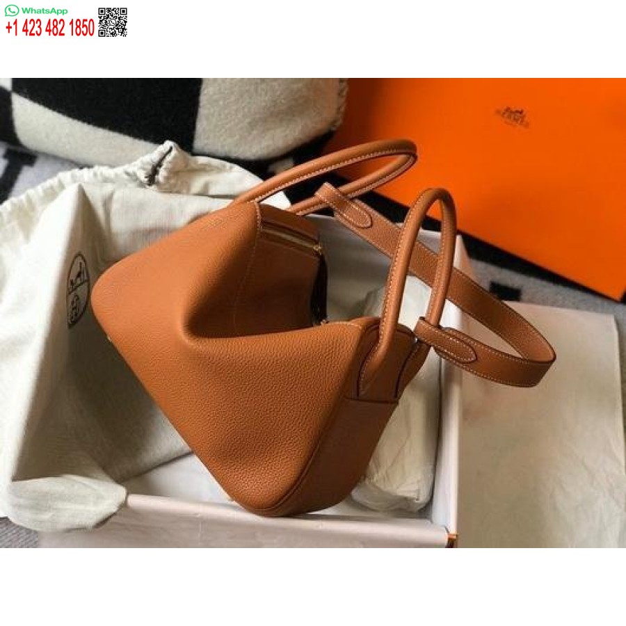 Replica Hermes Lindy 26cm Designer Axelväskor Tan