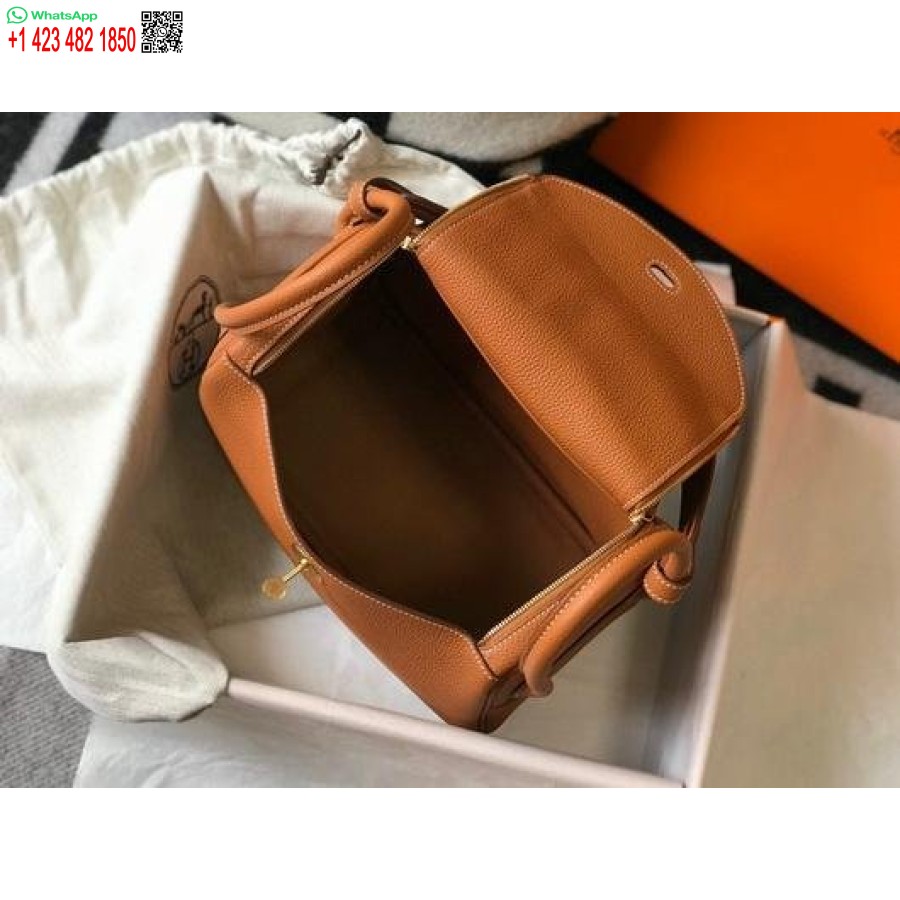 Replica Hermes Lindy 26cm Designer Axelväskor Tan