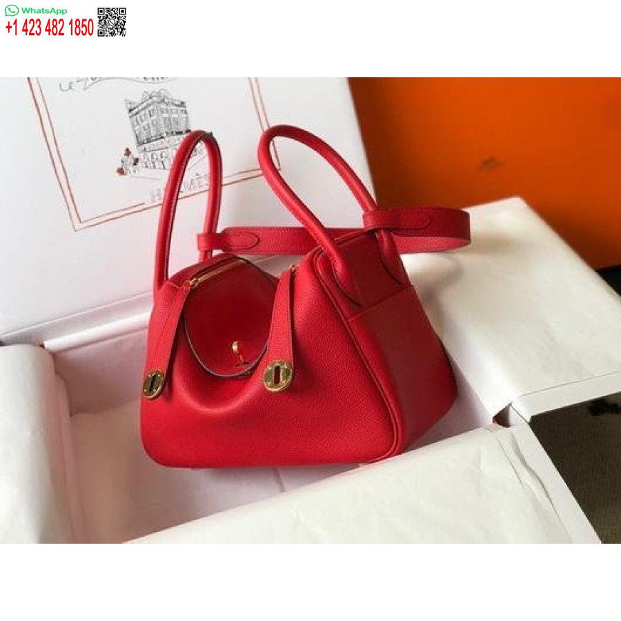 Réplique Hermes Lindy 26cm Sacs à Bandoulière Fourre-tout Designer Or Rouge