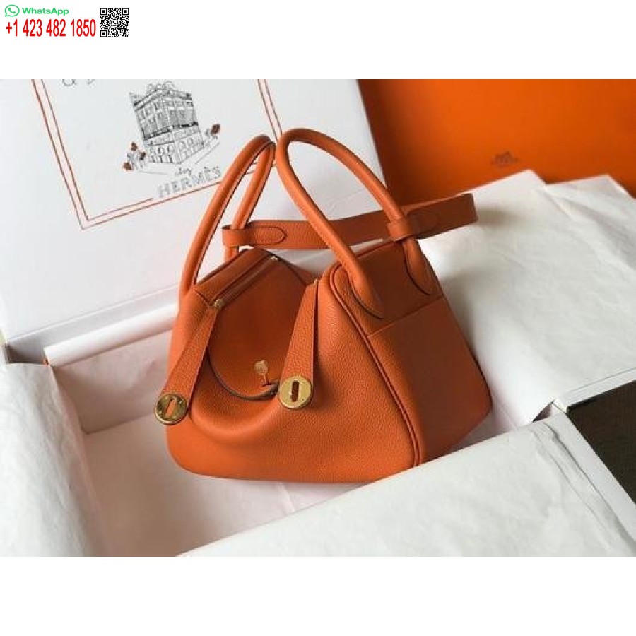 çoğaltma Hermes Lindy 26cm Tasarımcı çantası Omuz çantaları Turuncu Altın