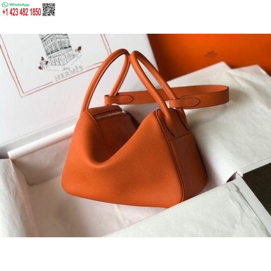 çoğaltma Hermes Lindy 26cm Tasarımcı çantası Omuz çantaları Turuncu Altın