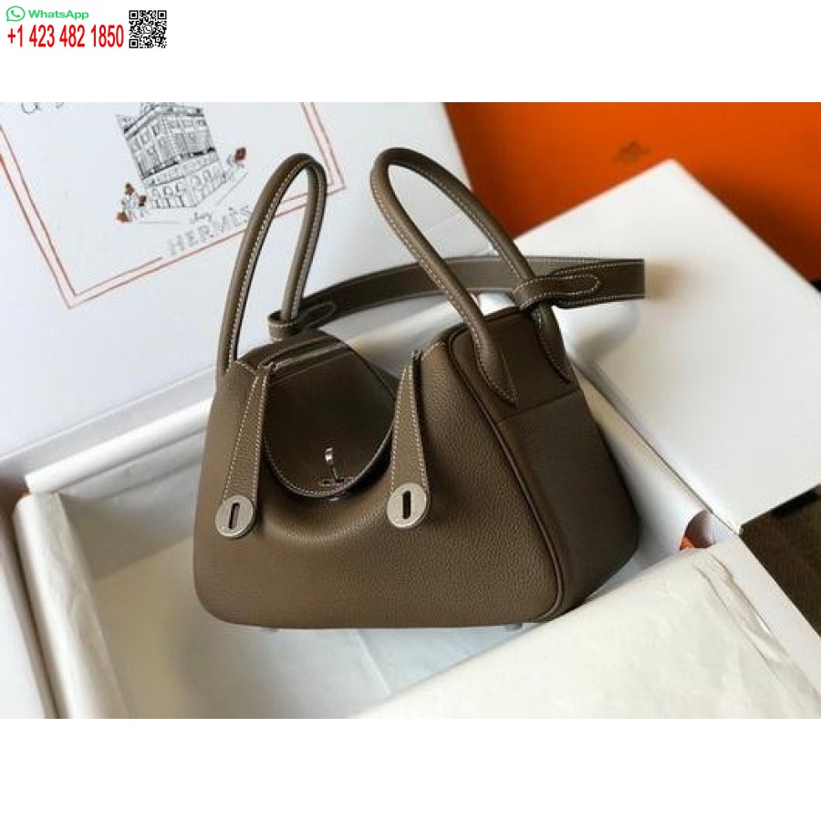 Replika Hermes Lindy 26 Cm Dizajnová Kabelka Cez Rameno Sivostrieborná