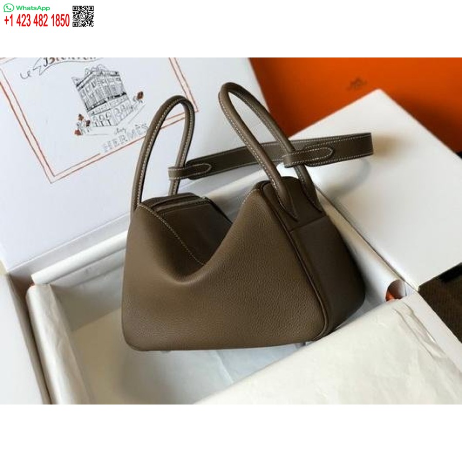 Replika Hermes Lindy 26 Cm Dizajnová Kabelka Cez Rameno Sivostrieborná
