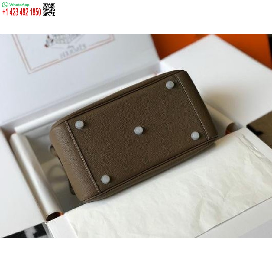 Replika Hermes Lindy 26 Cm Dizajnová Kabelka Cez Rameno Sivostrieborná