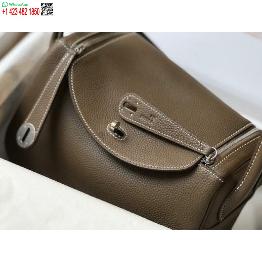 Replika Hermes Lindy 26 Cm Dizajnová Kabelka Cez Rameno Sivostrieborná
