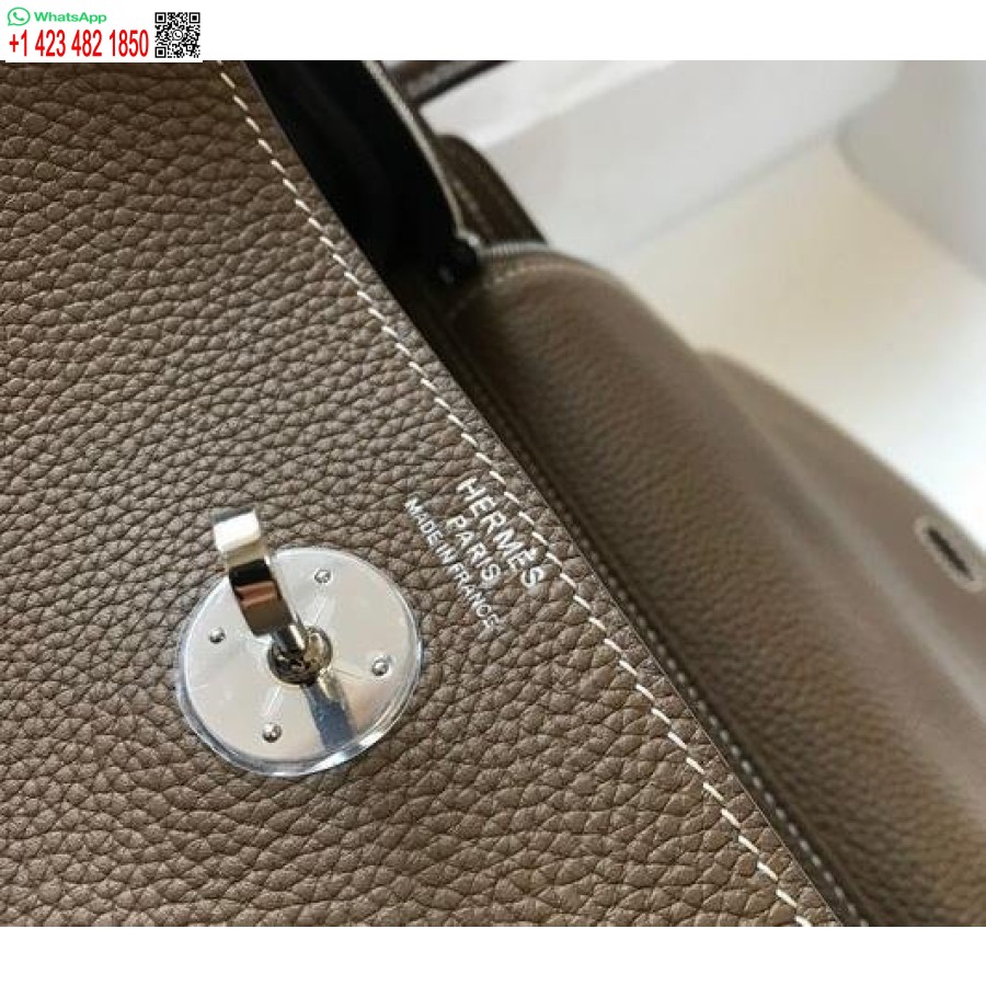 Replika Hermes Lindy 26 Cm Dizajnová Kabelka Cez Rameno Sivostrieborná