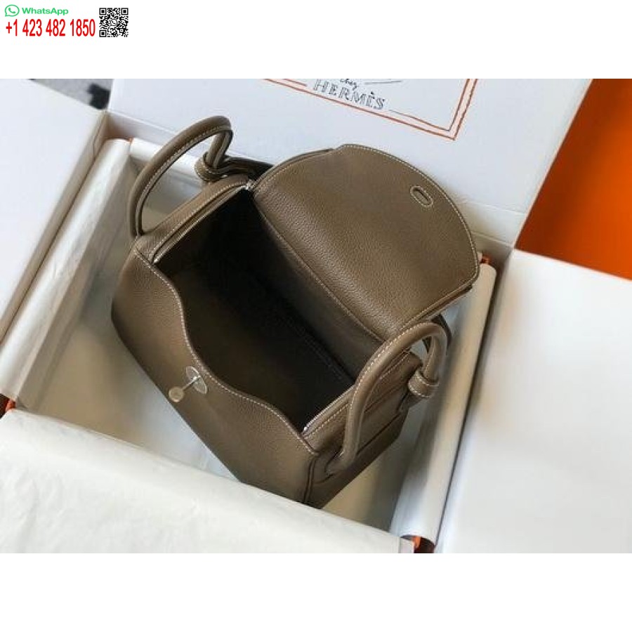Replika Hermes Lindy 26 Cm Dizajnová Kabelka Cez Rameno Sivostrieborná