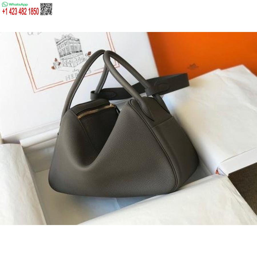 Replika Hermes Lindy 26 Cm Dizainerio Nešiojami Rankiniai Per Petį Pilkas Auksas