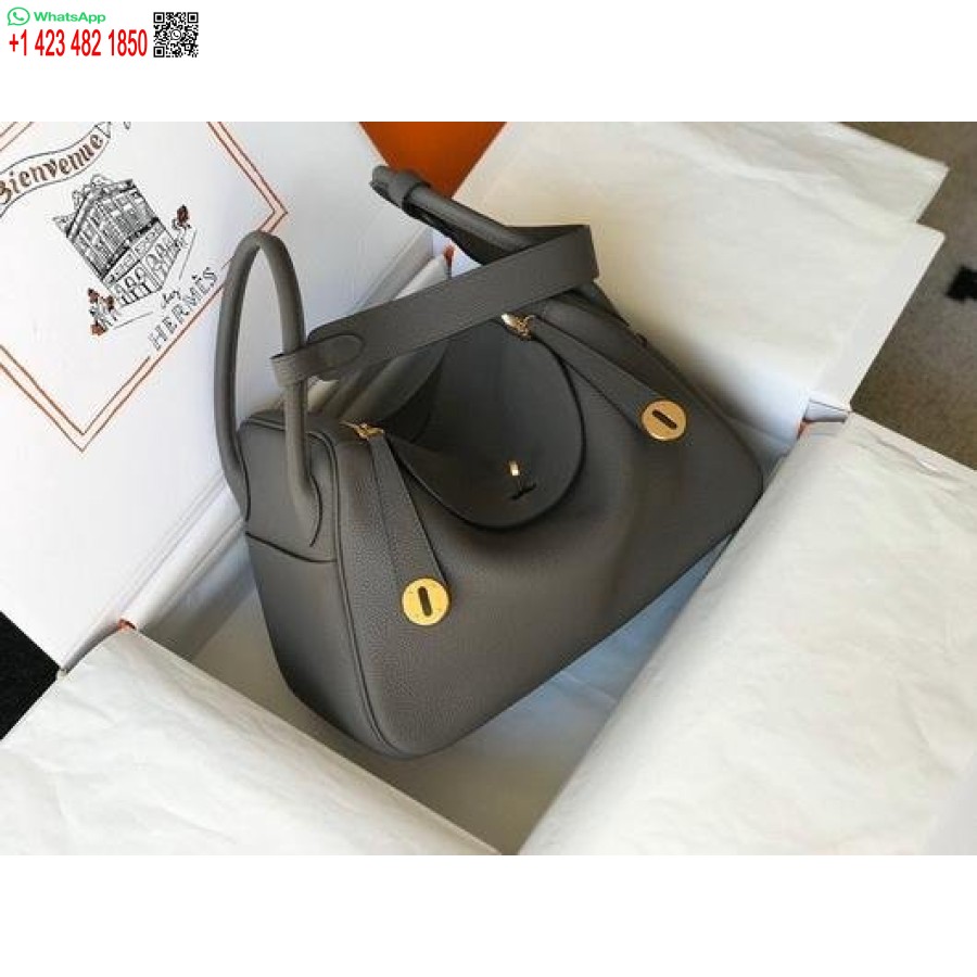 Replika Hermes Lindy 26 Cm Dizainerio Nešiojami Rankiniai Per Petį Pilkas Auksas