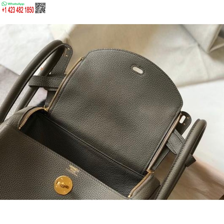 Replika Hermes Lindy 26 Cm Dizainerio Nešiojami Rankiniai Per Petį Pilkas Auksas