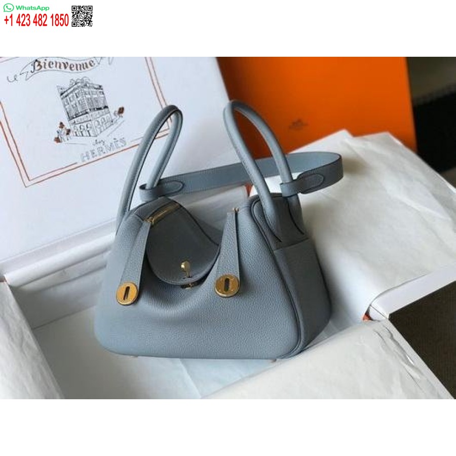 Replika Hermes Lindy 26 Cm Dizainerio Nešiojami Rankiniai Per Petį Mėlyno Aukso