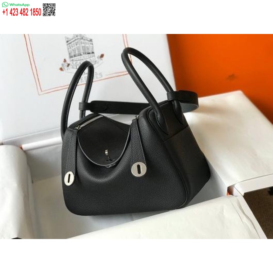 Replika Hermes Lindy 26 Cm Dizajnová Kabelka Cez Rameno čierna