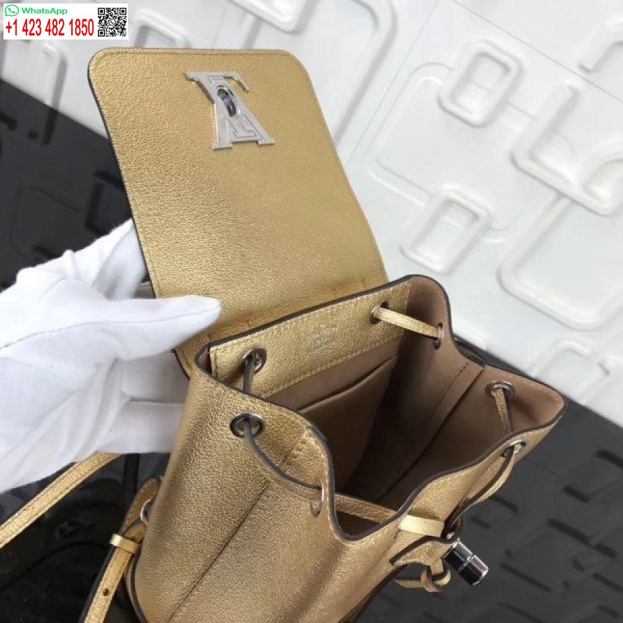 Replica Louis Vuitton Gold Lockme Mini Kuprinė M54575 Blv026