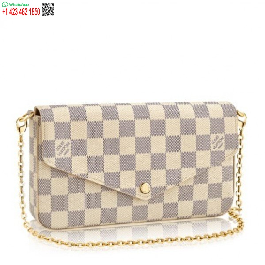 Replika Louis Vuitton Pochette Felicie Väska Damier Azur N63106 Blv051