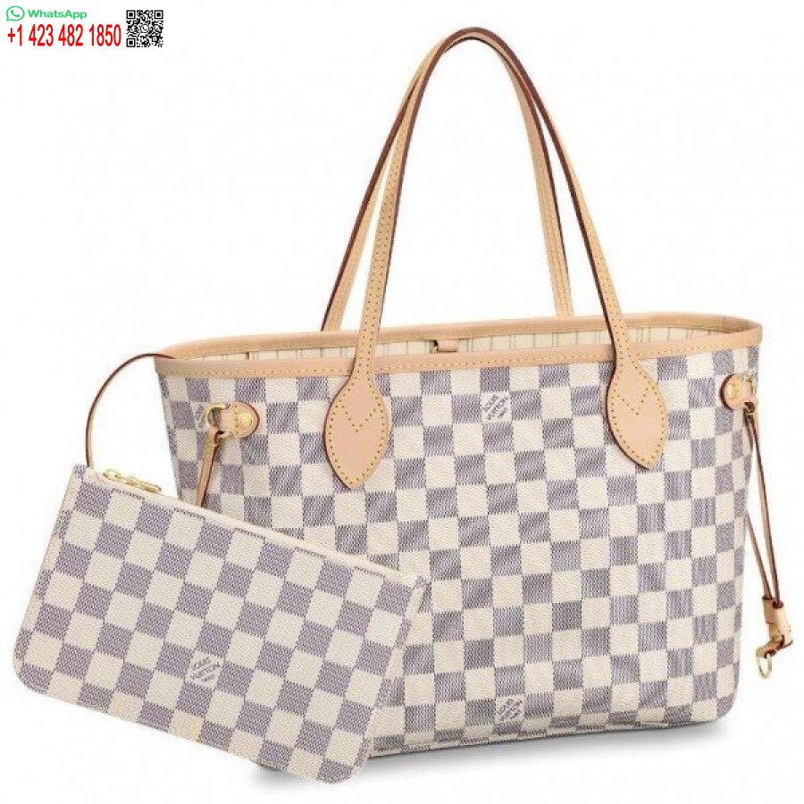 Replika Louis Vuitton Neverfull Pm Väska Damier Azur N41362 Blv032