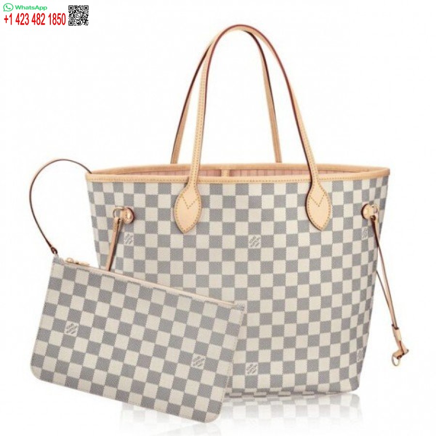 Replika Louis Vuitton Neverfull Mm Väska Damier Azur N41605 Blv068