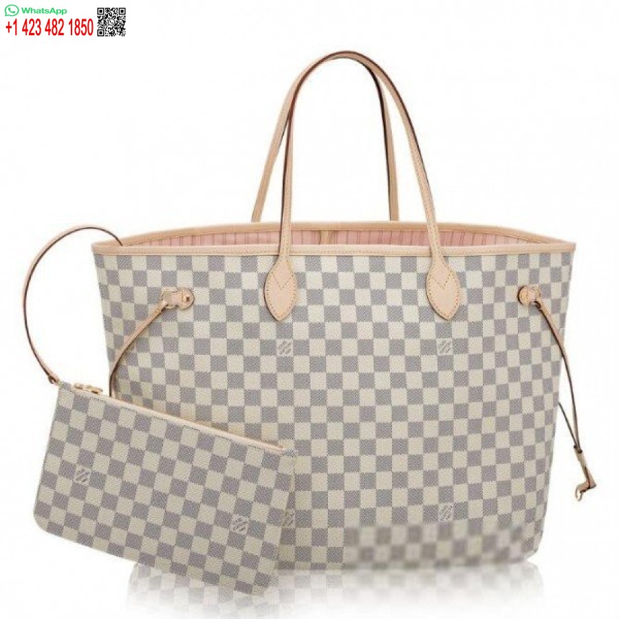 Replika Louis Vuitton Neverfull Gm Väska Damier Azur N41604 Blv069