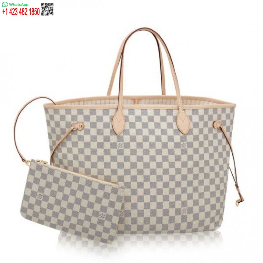 Replika Louis Vuitton Neverfull Gm Väska Damier Azur N41360 Blv056