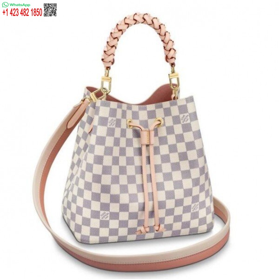 Replika Louis Vuitton Neonoe Mm Med Flätat Handtag Damier Azur N40344 Blv048