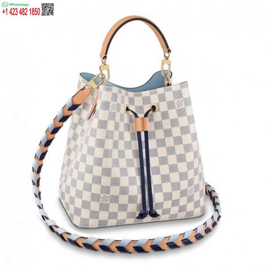 Replika Louis Vuitton Damier Azur Neonoe Mm Med Flätad Rem N50042 Blv044