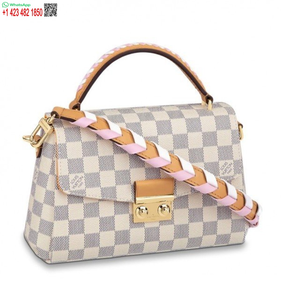 Replika Louis Vuitton Damier Azur Croisette Väska Med Flätad Rem N50053 Blv042