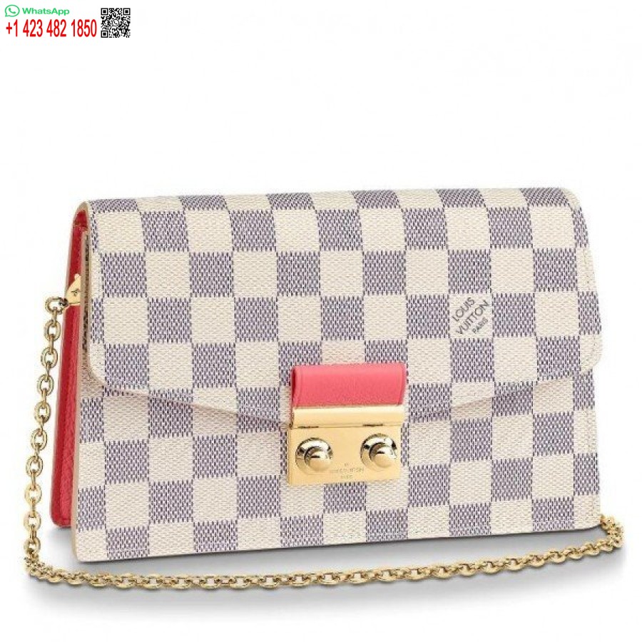 Replika Louis Vuitton Croisette Kedja Plånbok Damier Azur N60358 Blv047