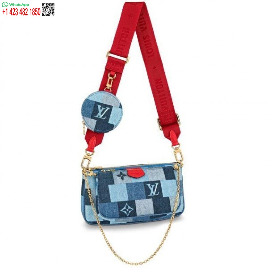 Kopi Louis Vuitton Multi Pochette Tilbehør Monogram Denim M44990 Blv478