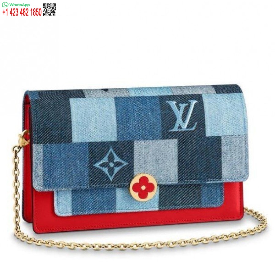 Replika Louis Vuitton Flore Kedja Plånbok Monogram Denim M69036 Blv477