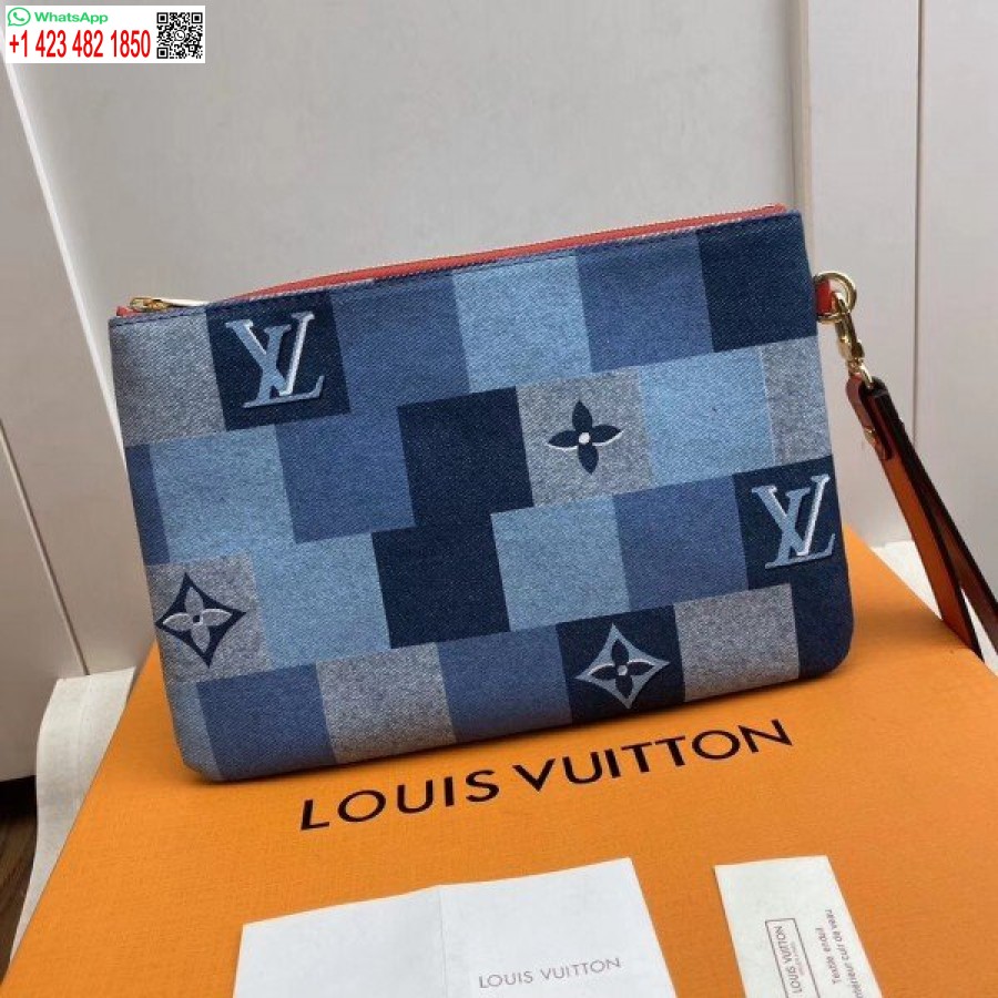Replica Louis Vuitton City Pouch Monogram Denim M68761 BLV476