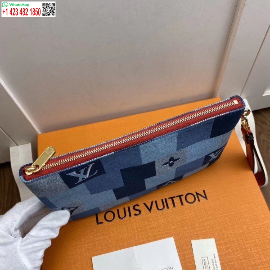 Replica Louis Vuitton City Pouch Monogram Denim M68761 BLV476