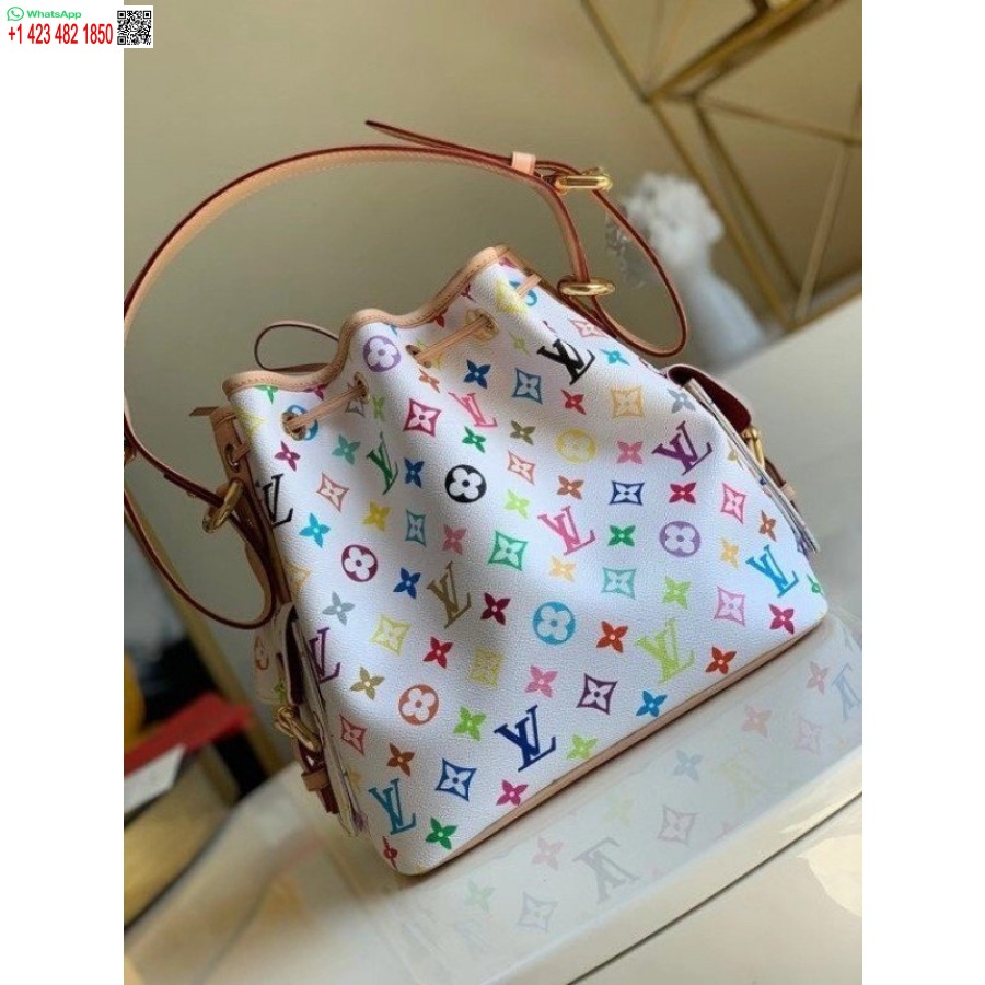 Точная копия сумки Louis Vuitton Petit Noe с монограммой, разноцветная M42229 Blv589