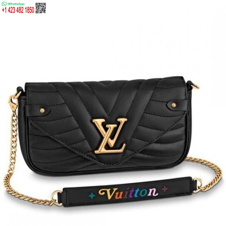 Replica Louis Vuitton Black New Wave Chain Pochette M63929 BLV623