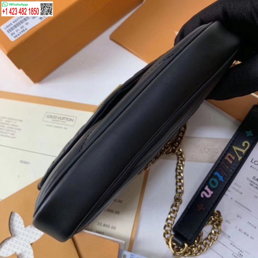 Replica Louis Vuitton Black New Wave Chain Pochette M63929 BLV623