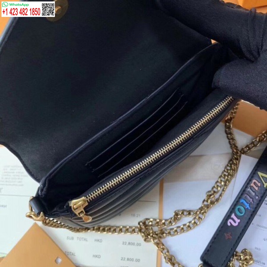 Replica Louis Vuitton Black New Wave Chain Pochette M63929 BLV623
