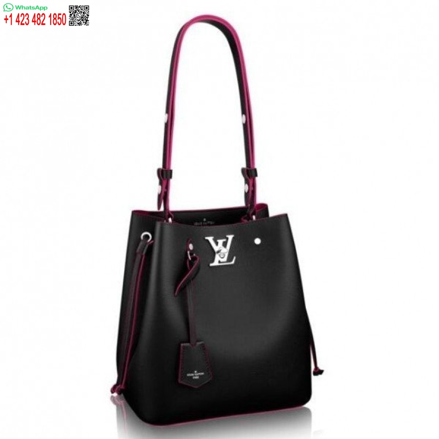 Replika Tas Ember Louis Vuitton Black Lockme M54677 Blv759