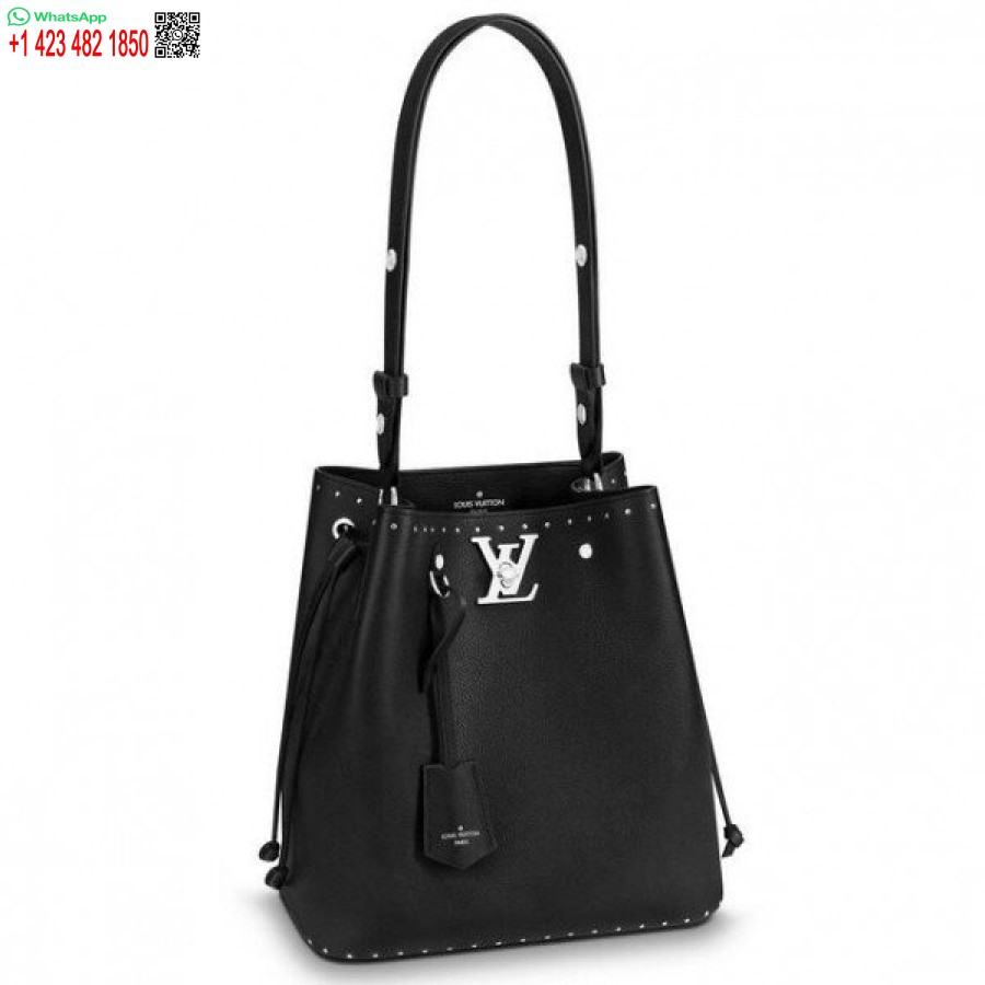 Replika Tas Ember Louis Vuitton Black Lockme M43878 Blv749