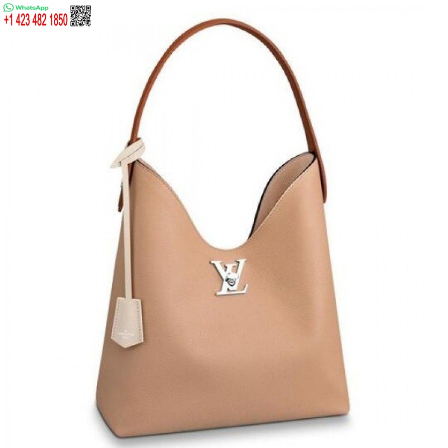 Replika Tas Bahu Louis Vuitton Beige Lockme Hobo M44330 Blv739
