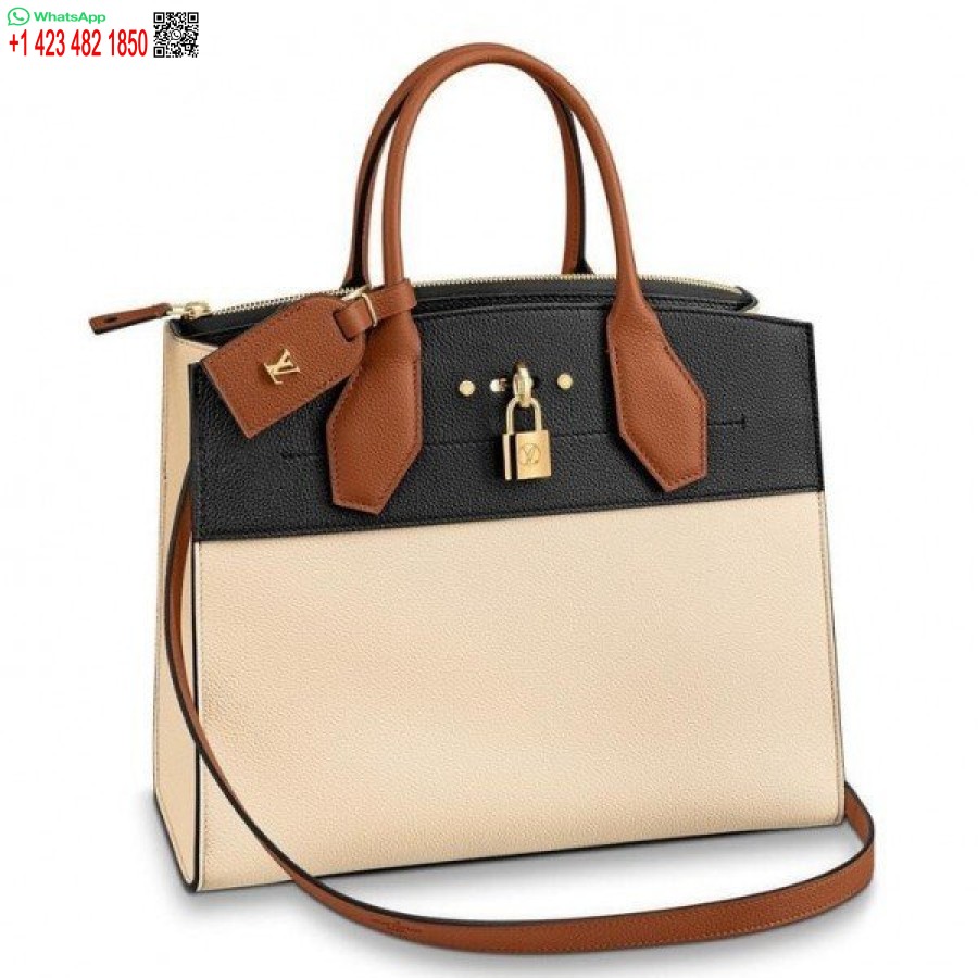 Replika Louis Vuitton Beige City Steamer Mm Tas Tiga Warna M53755 Blv790