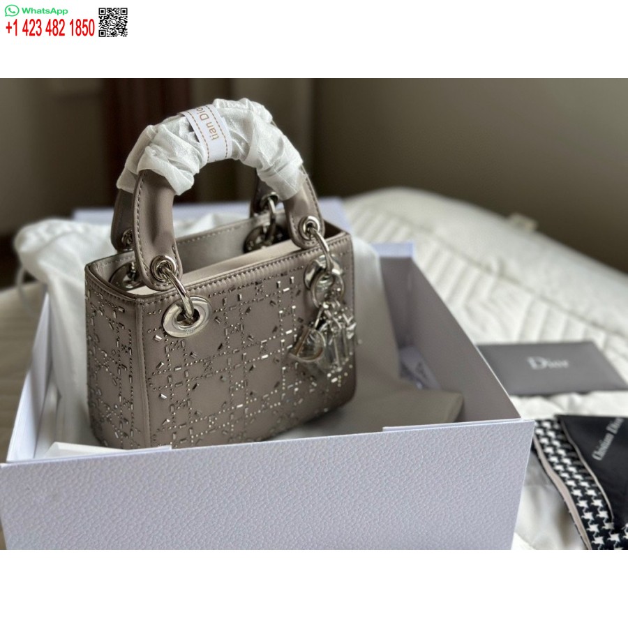 Nový Príchod Dior Princess Anna Tote Bag šedá Diamantová Kabelka