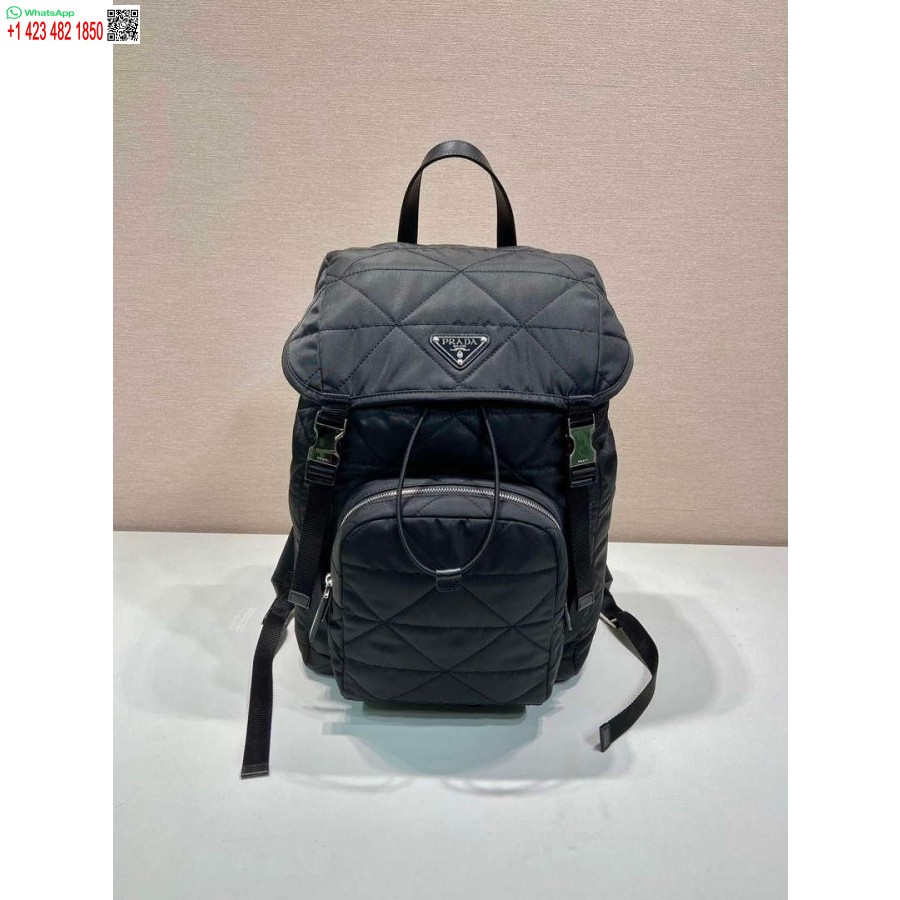 Replica Prada 2vz135 Re-nylon Polstret Rygsæk Med Hætte Sort