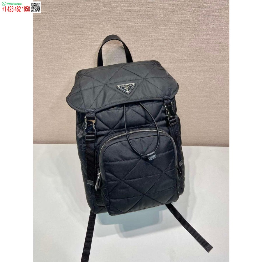Replica Prada 2vz135 Re-nylon Polstret Rygsæk Med Hætte Sort