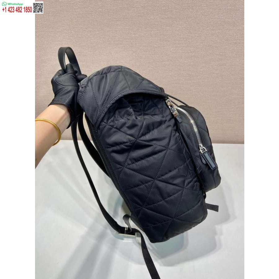 Replica Prada 2vz135 Re-nylon Polstret Rygsæk Med Hætte Sort