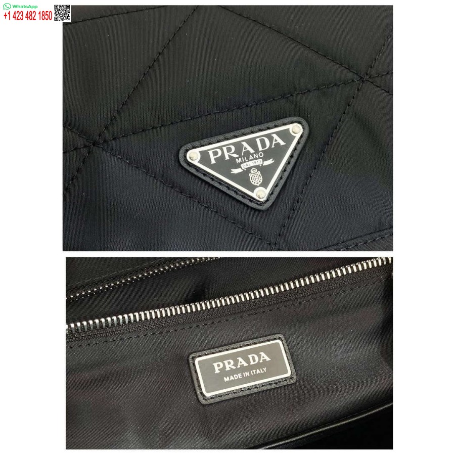 Replica Prada 2vz135 Re-nylon Polstret Rygsæk Med Hætte Sort