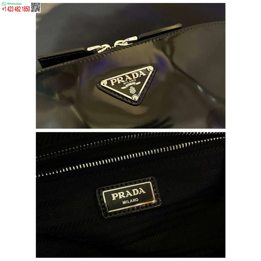 Replika Prada 2vz084 Re-najlon I Kožni Ruksak Crne Boje
