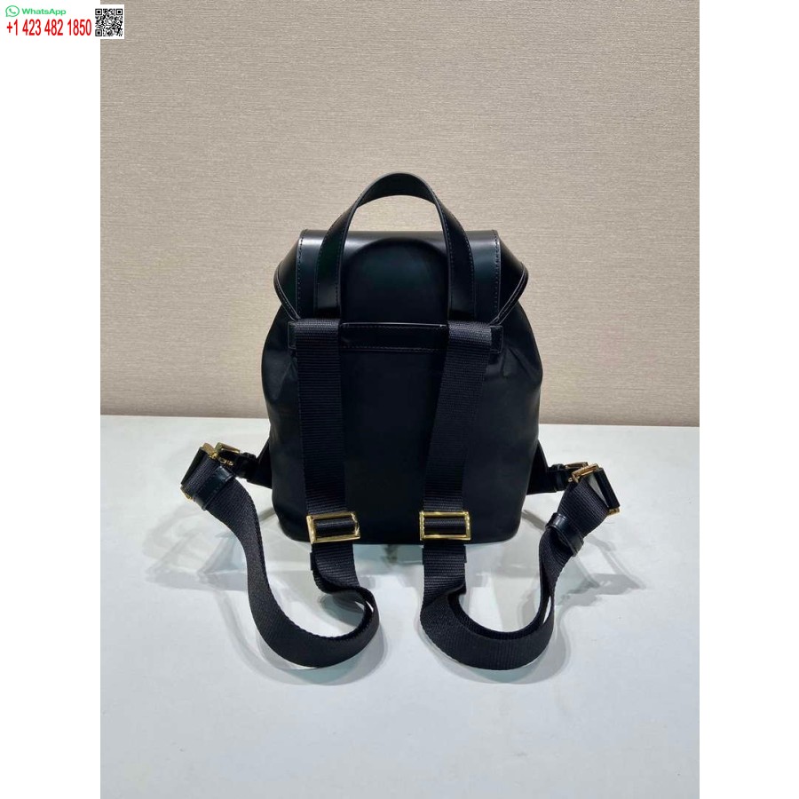 Réplica Prada 1bz074 Re-nylon Y Mochila De Cuero Cepillado Negro
