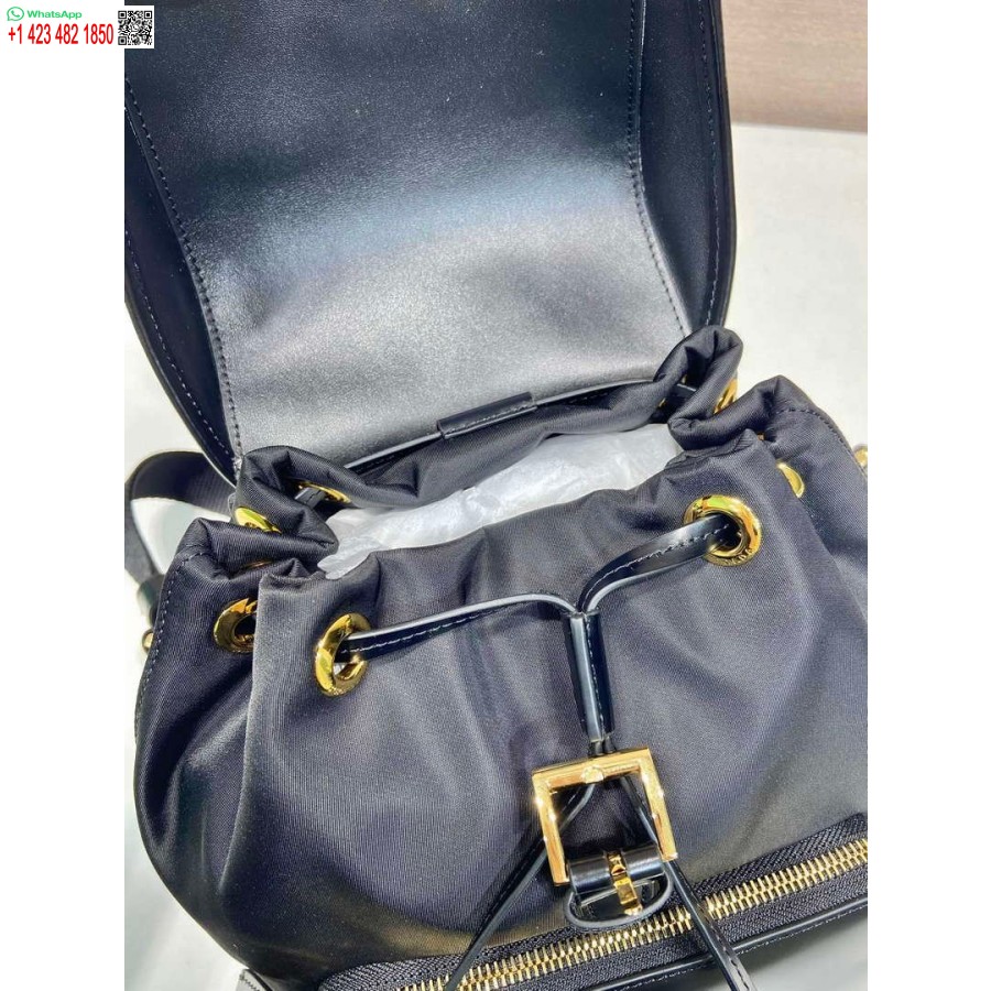 Réplica Prada 1bz074 Re-nylon Y Mochila De Cuero Cepillado Negro